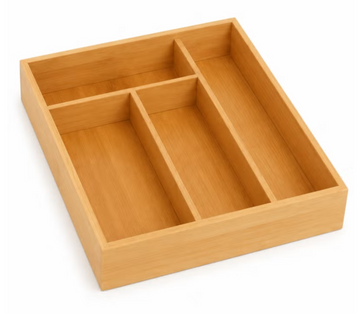 Bamboo Kitchen Drawer Organizer – 4-Grid Cutlery & Utensil Tray