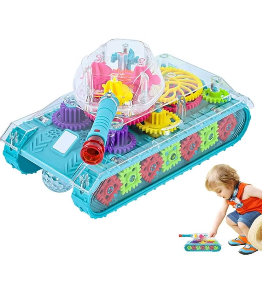 Transparent Gear Tank Toy – Electric Mechanical Vehicle