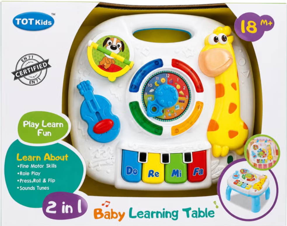 2-in-1 Baby Learning Table & Activity Center – Interactive Musical Toy for Toddlers