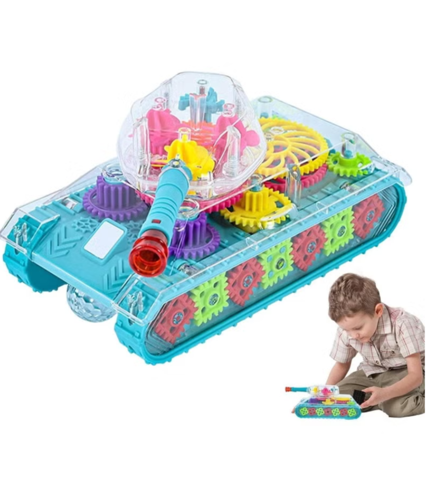 Transparent Gear Tank Toy – Electric Mechanical Vehicle