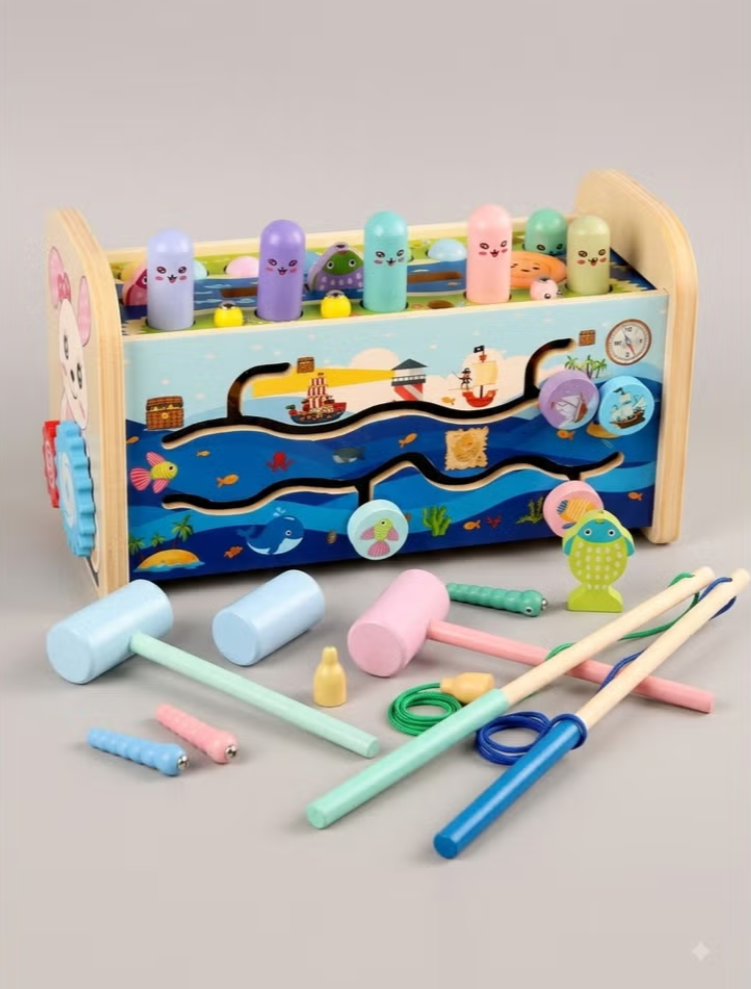 Kids Wooden Hammer Toy Set – 7-in-1 Educational Activity Set