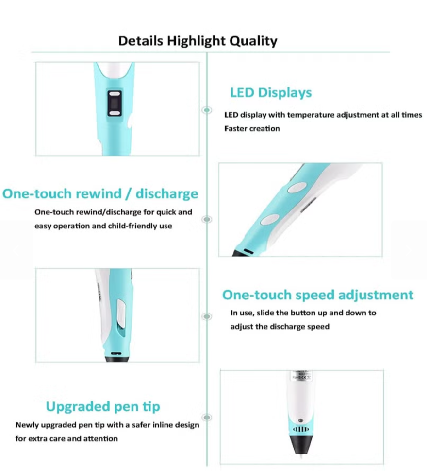 3D Printing Pen for Kids – 3D Drawing & Doodle Pen with Filament