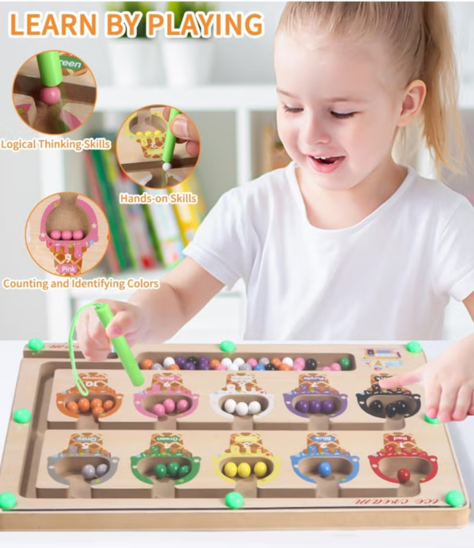 Magnetic Maze Game for Kids – Educational Montessori Magnetic Puzzle & Matching Board