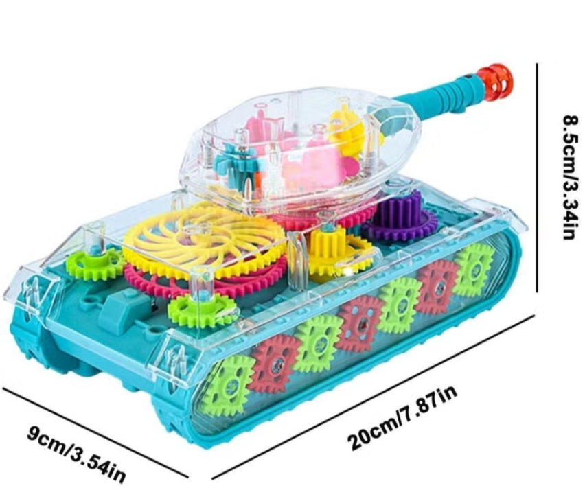 Transparent Gear Tank Toy – Electric Mechanical Vehicle