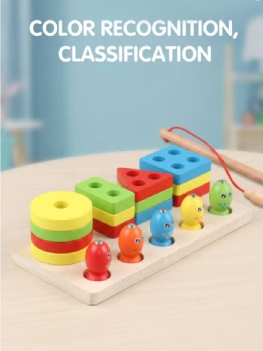 Fishing Tower Stacking Game – Educational Color & Shape Matching Toy