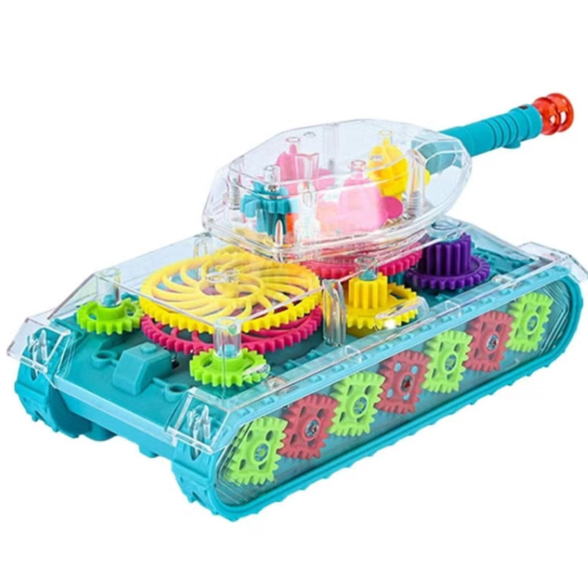 Transparent Gear Tank Toy – Electric Mechanical Vehicle