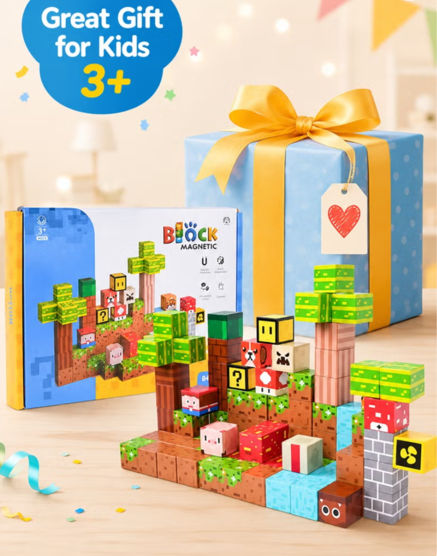 75PCS Magnetic Building Blocks – Pixel-Style STEM Construction Set