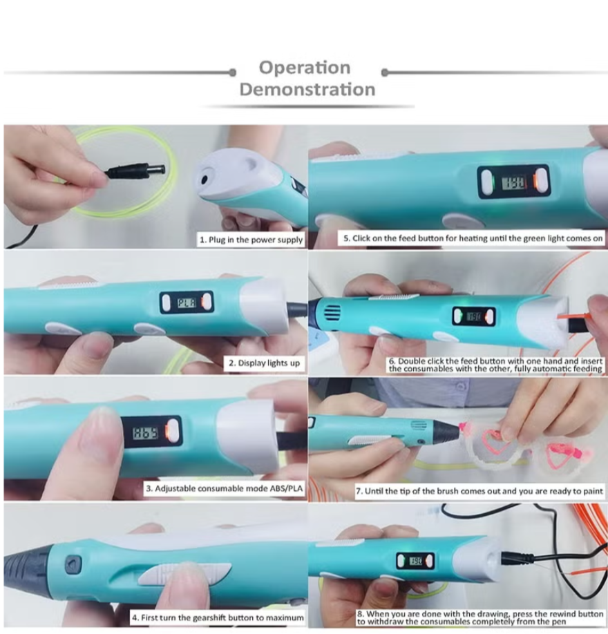3D Printing Pen for Kids – 3D Drawing & Doodle Pen with Filament