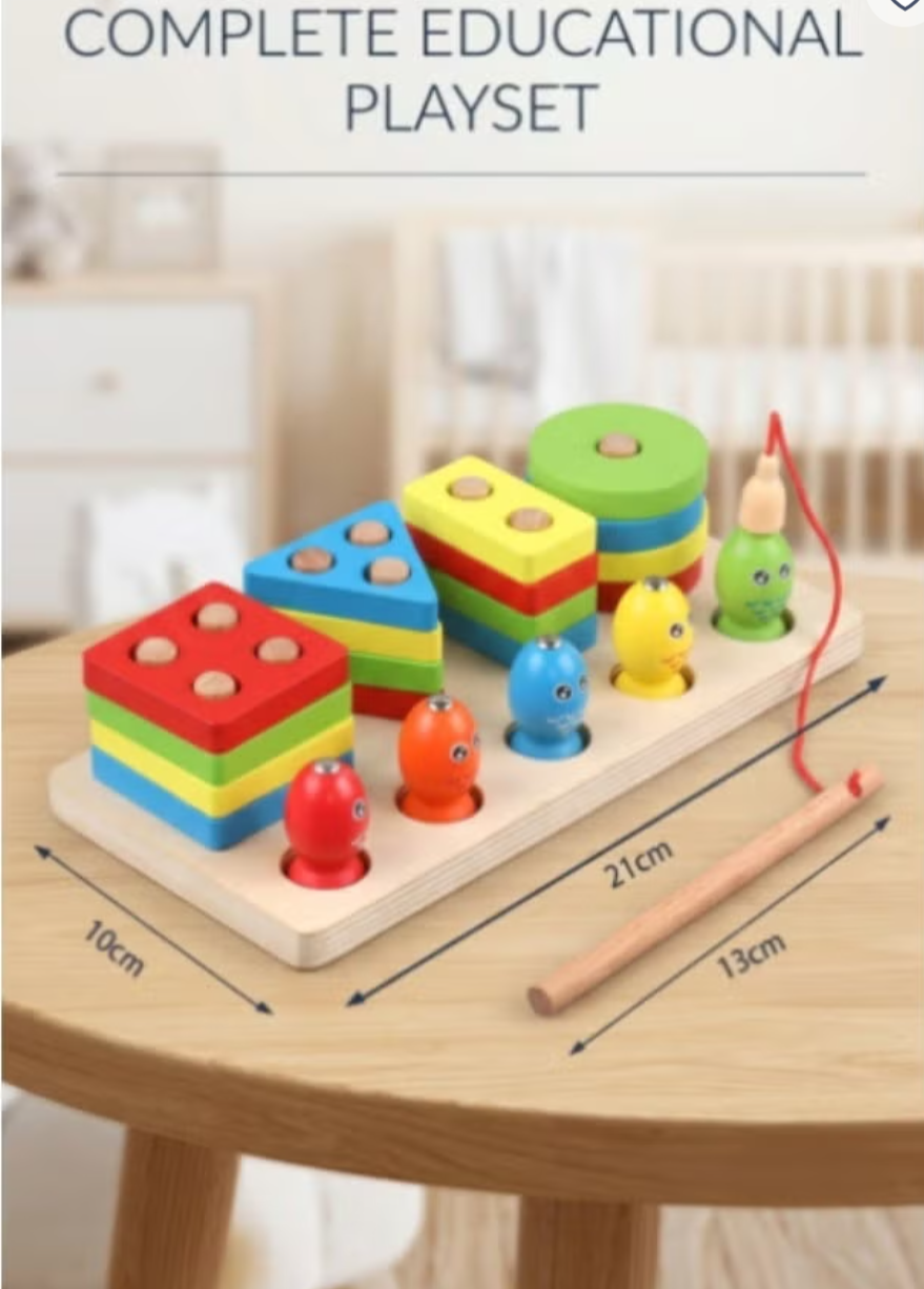 Fishing Tower Stacking Game – Educational Color & Shape Matching Toy