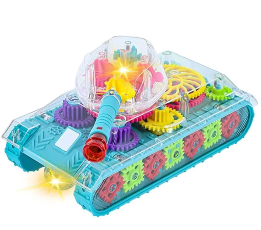 Transparent Gear Tank Toy – Electric Mechanical Vehicle
