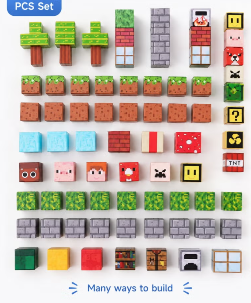 75PCS Magnetic Building Blocks – Pixel-Style STEM Construction Set