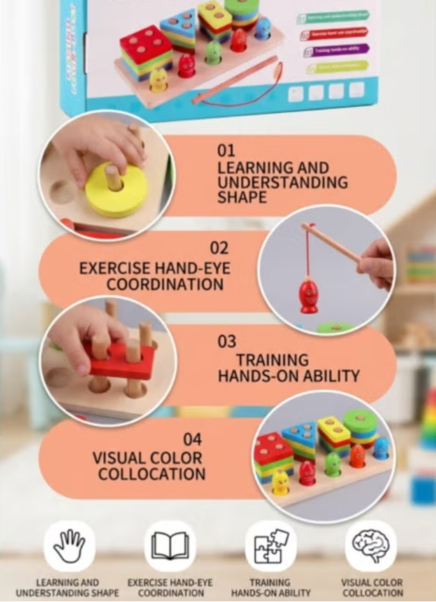 Fishing Tower Stacking Game – Educational Color & Shape Matching Toy